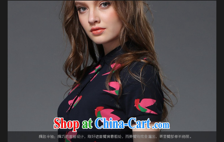 Population-hee , Anne XL women 2015 spring and summer new thick mm knocked color stamp stylish lapel cotton short-sleeved dresses 10,335 dark blue 2 XL pictures, price, brand platters! Elections are good character, the national distribution, so why buy now enjoy more preferential! Health