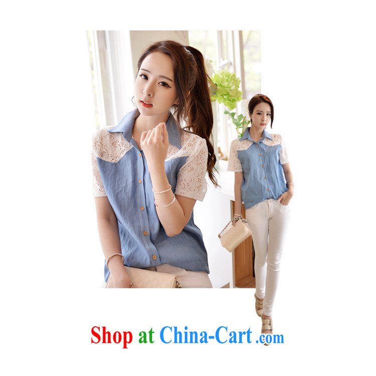 o Ya-ting 2015 summer New, and indeed increase, women with thick mm video thin cowboy stitching lace short sleeve T-shirt girl picture color 4 XL recommends that you 160 - 180 Jack pictures, price, brand platters! Elections are good character, the national distribution, so why buy now enjoy more preferential! Health
