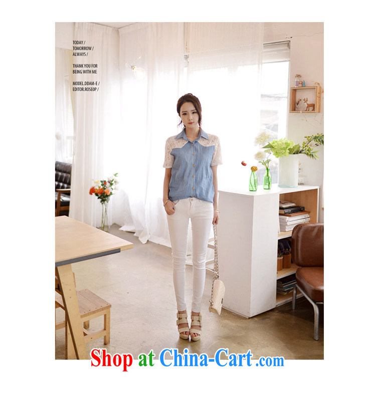 o Ya-ting 2015 summer New, and indeed increase, women with thick mm video thin cowboy stitching lace short sleeve T-shirt girl picture color 4 XL recommends that you 160 - 180 Jack pictures, price, brand platters! Elections are good character, the national distribution, so why buy now enjoy more preferential! Health