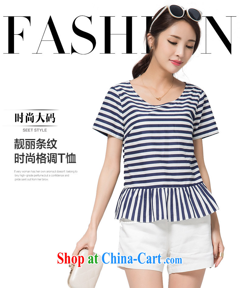 blue water if the code female summer new thick MM solid T-shirt beauty T-shirt loose black streaks meat short-sleeved T shirt large blue code XXXXL pictures, price, brand platters! Elections are good character, the national distribution, so why buy now enjoy more preferential! Health