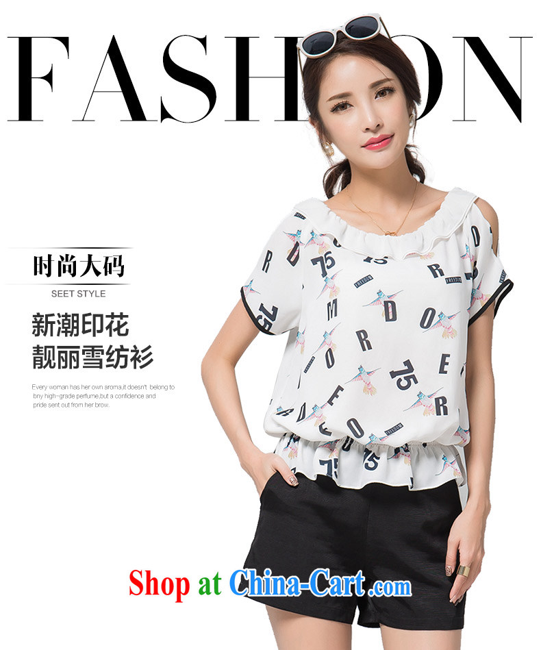 Blue Water larger female T pension 2015 summer new, thick MM loose flouncing for bare shoulders short-sleeved snow woven shirts large white code 2XL pictures, price, brand platters! Elections are good character, the national distribution, so why buy now enjoy more preferential! Health