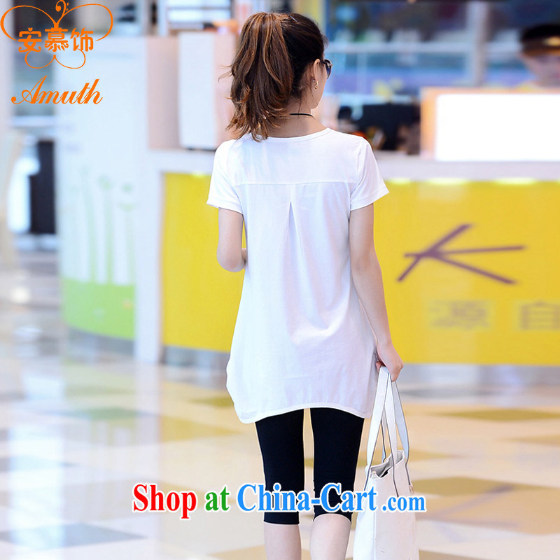 The interior of the Code's summer 2015 new Korean version loose the code female, long, short-sleeved female T shirts sport and leisure package female X 17 white XL, the ornaments, and, on-line shopping
