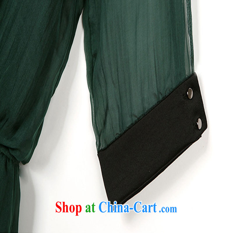 Yuan Bo summer new dress code the girls loose video thin thick MM the waist snow woven silk dress dark green 1952 2XL 135 - 145 Jack left and right, Bo, and shopping on the Internet