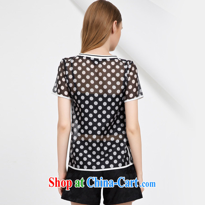 cheer for 2015 XL girls thick MM summer new Korean Wave point video thin black poverty short-sleeved Web yarn T pension 2790 black 3 XL, cross-sectoral provision (qisuo), and, on-line shopping