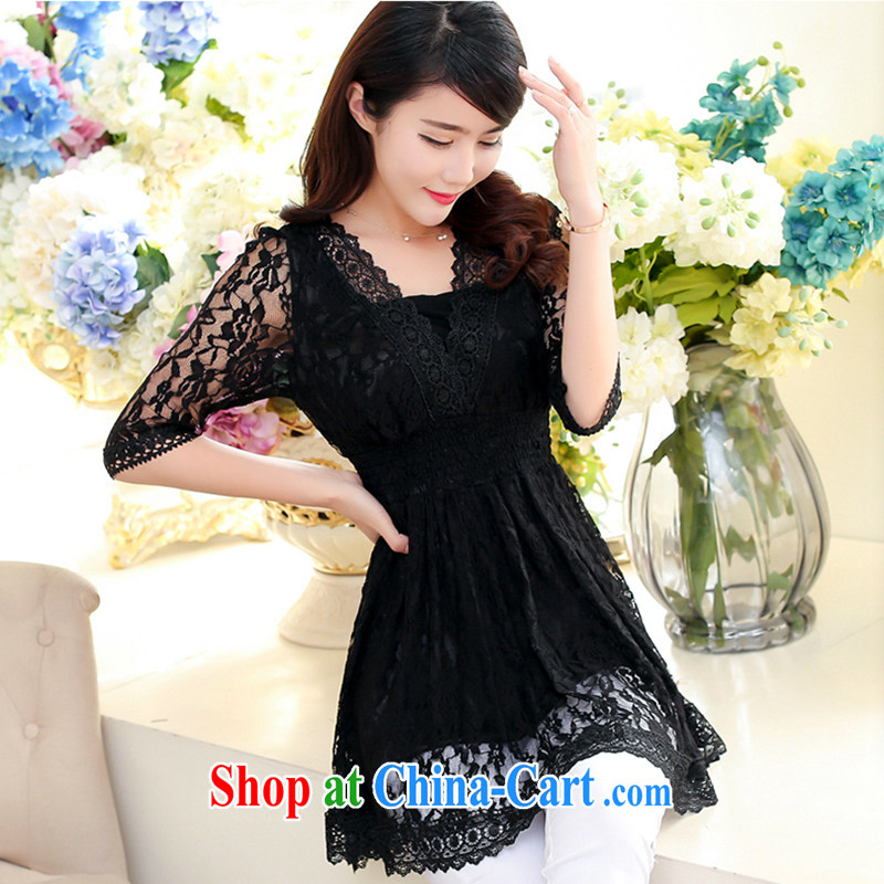 2015 new king size, female Jack 200 mm thick summer graphics thin thick sister and indeed intensify lace dress white 3XL, Jade Yi Shu, shopping on the Internet