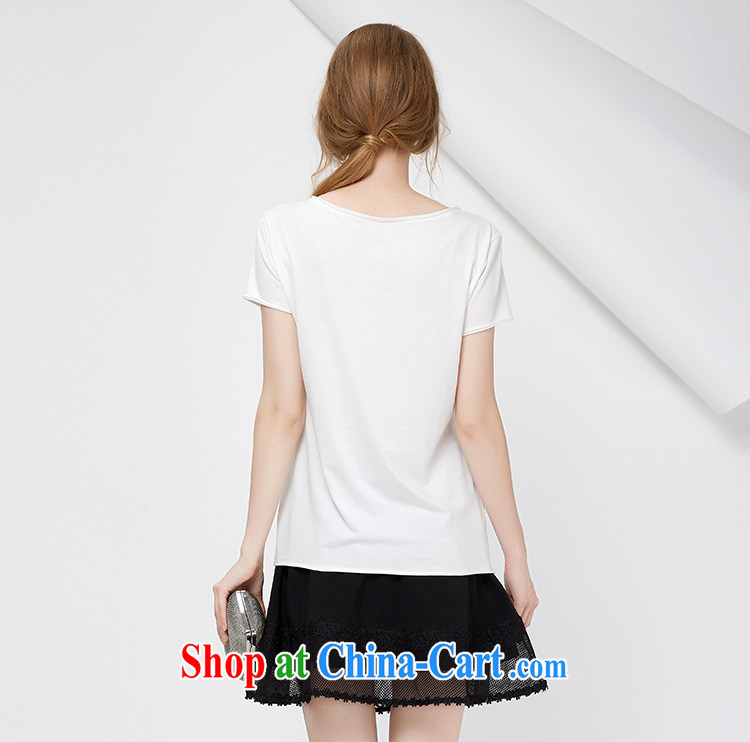 cheer for 2015 XL girls thick MM summer new figures stamp graphics thin black-out poverty and short-sleeved shirt T 2753 white 2XL pictures, price, brand platters! Elections are good character, the national distribution, so why buy now enjoy more preferential! Health