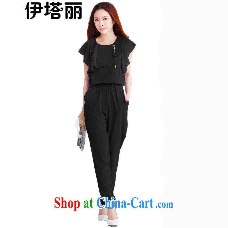The Taliban, the Code women summer 2015 new Korean-yi and indeed the snow flouncing woven cuff edge zipper decor relaxed with elastic band pants and even pants black XXL