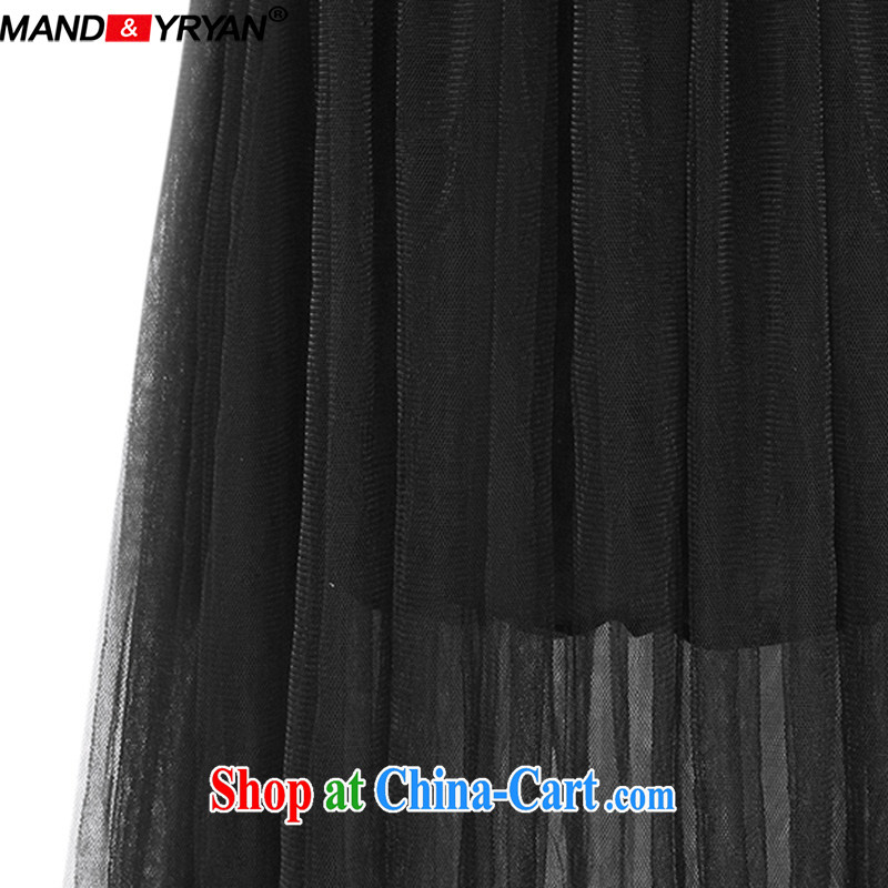 Romantic, Ryan 2015 new, larger female summer is the increased emphasis on MM graphics thin dresses ballet silk yarn stitching 5 snow cuff woven skirts MDR 1937/black XXXXL 165 - 180 jack, romantic, Ryan (Mandyryan), shopping on the Internet
