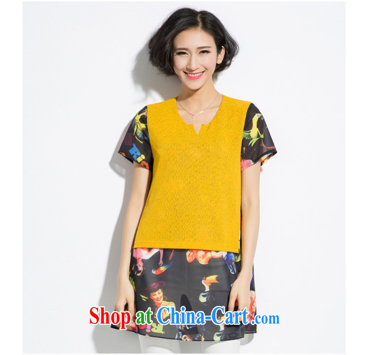 Eternal show Summer 2015 mm thick new Korean large, knitted jacquard stitching snow woven stamp T shirts yellow 4 XL pictures, price, brand platters! Elections are good character, the national distribution, so why buy now enjoy more preferential! Health