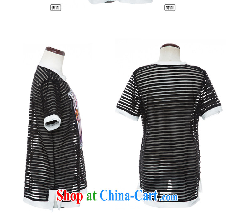 Summer 2015 mm thick New Europe, the female streaks Openwork mesh map leisure short-sleeved T shirt black 2 XL pictures, price, brand platters! Elections are good character, the national distribution, so why buy now enjoy more preferential! Health