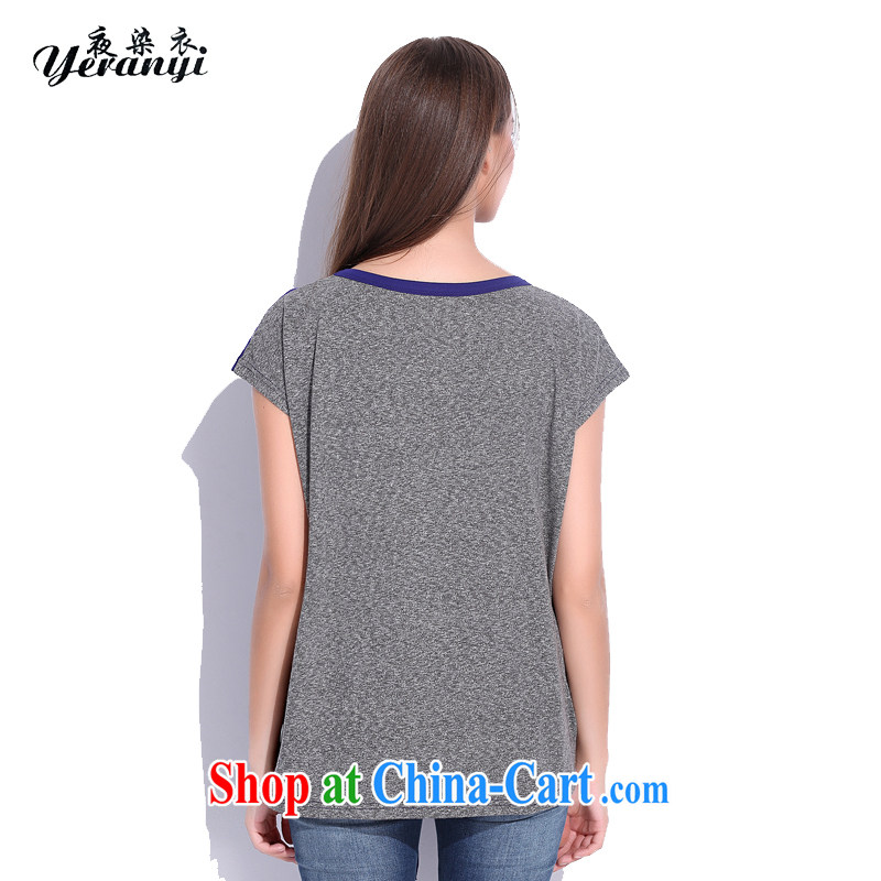 My dyeing clothing summer 2015 new Europe and North America, the ladies stitching printing and dyeing Elasticated waist T-shirt loose video thin T-shirt black 3 XL (140 - 155 ) jack, the night dyed Yi (yeranyi), online shopping