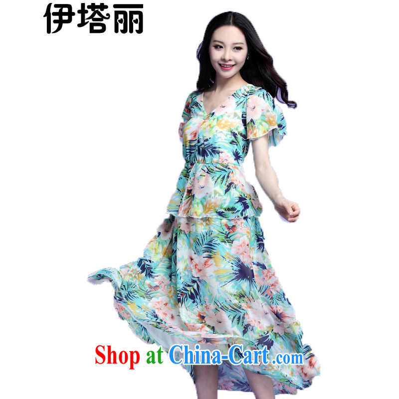 The Taliban, the Code's 2015 summer new, indeed the XL Bohemia snow woven long skirt floral beach dress travel dresses snow woven long skirt green XXL