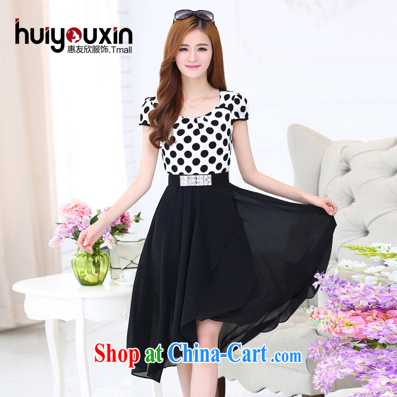 Friends Benefit from favorable 2015 spring and summer with new clothes, long, large, snow-woven dresses, won the beauty point short-sleeved bohemian aura long skirt skirt summer wave point stitching L
