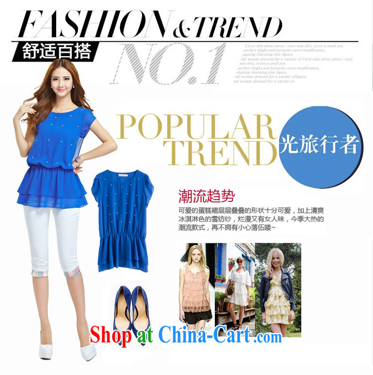 Optimize m Beauty Package Mail Delivery 2015 summer short-sleeved T-shirt female Korean Beauty nails Pearl cotton-yi thick mm larger female blue 4 XL pictures, price, brand platters! Elections are good character, the national distribution, so why buy now enjoy more preferential! Health