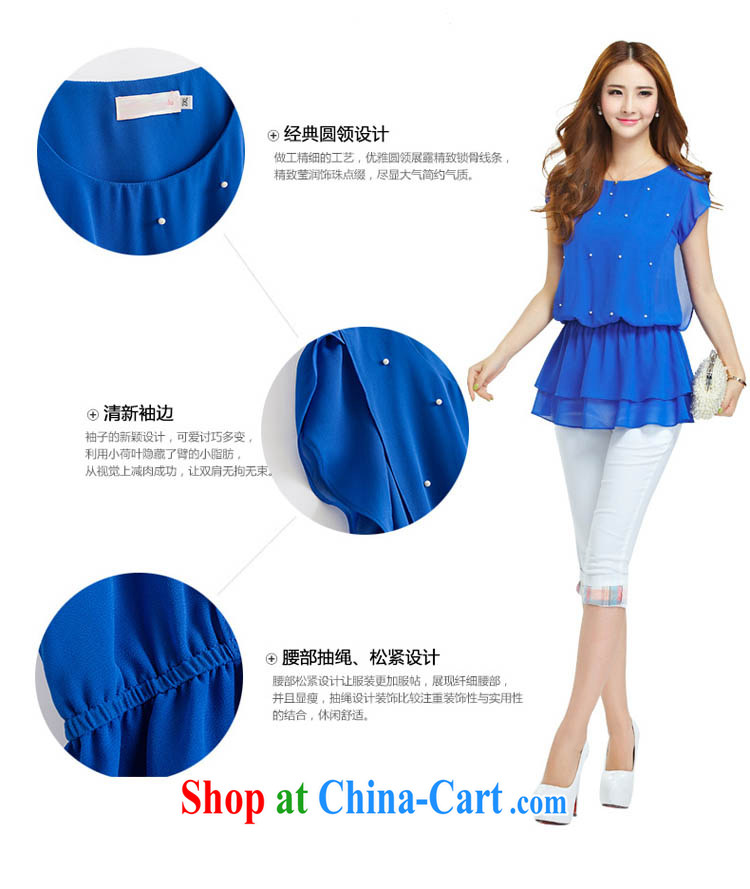 Optimize m Beauty Package Mail Delivery 2015 summer short-sleeved T-shirt female Korean Beauty nails Pearl cotton-yi thick mm larger female blue 4 XL pictures, price, brand platters! Elections are good character, the national distribution, so why buy now enjoy more preferential! Health