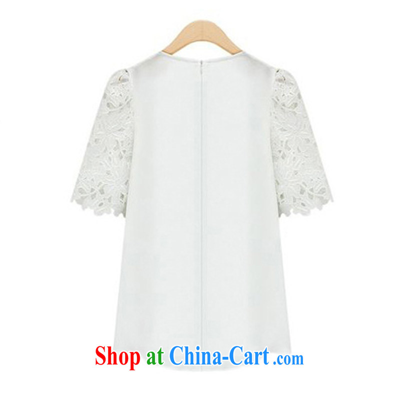 Mona, In 2014, the United States and Europe, female summer new thick mm courage empty short-sleeved snow woven shirts with lace shirt women 552 white XL