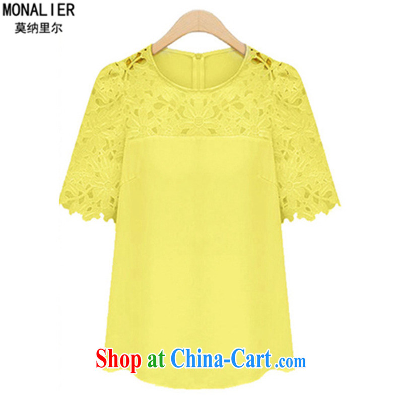 Mona, In 2014, the United States and Europe, female summer new, thick mm courage empty short-sleeved snow woven shirts with lace shirt women 552 white XL, MONA (monalier), and shopping on the Internet