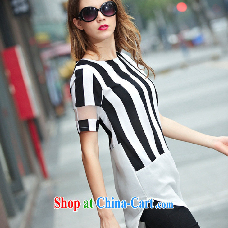 EITAI larger women 2015 the FAT and FAT mm summer graphics thin stripes T shirts, long dresses picture color 4 XL 160 - 180 jack, EITAI, shopping on the Internet