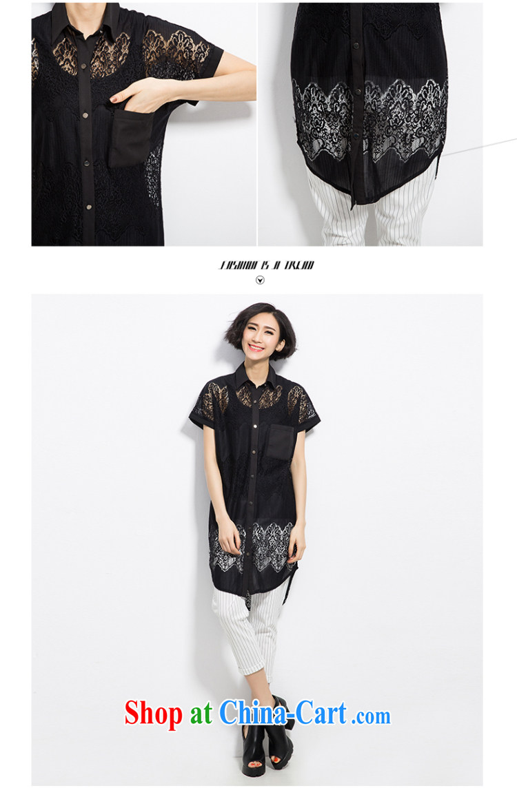 Eternal show 2015 summer mm thick new Korean version of the greater, female fashion only American Language empty lace 100 ground graphics thin shirt black 4 XL pictures, price, brand platters! Elections are good character, the national distribution, so why buy now enjoy more preferential! Health