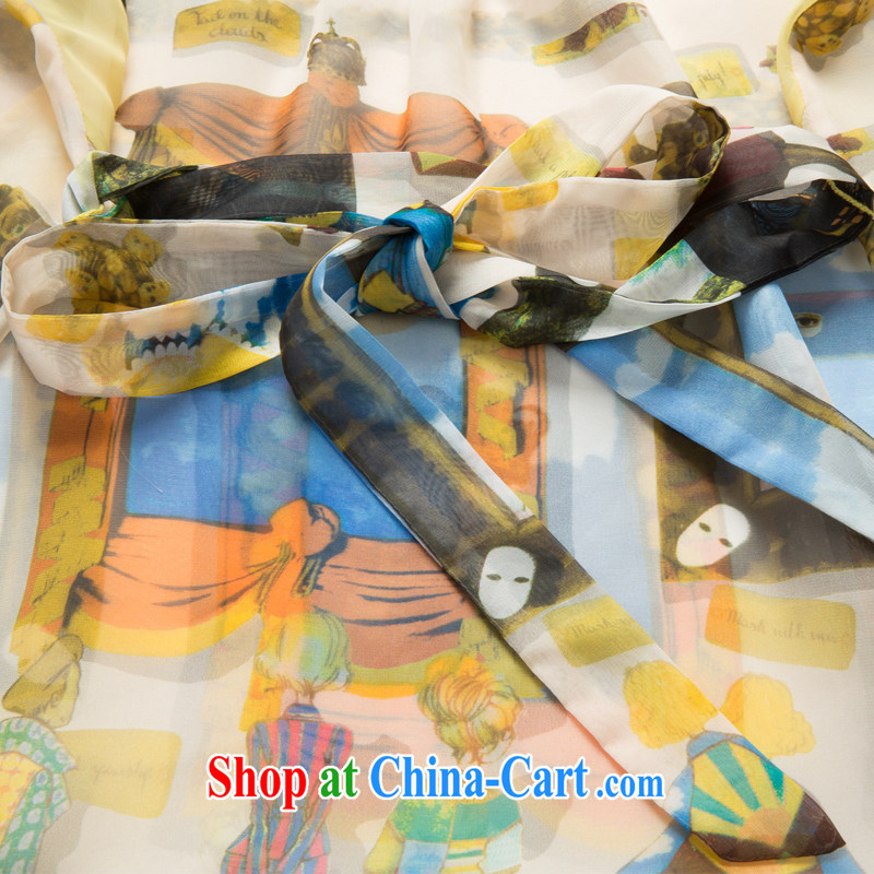 Eternal show Summer 2015 mm thick new, greater Europe, female elegant figures stamp snow woven shirts dresses yellow 3XL, eternal, and the show, and online shopping