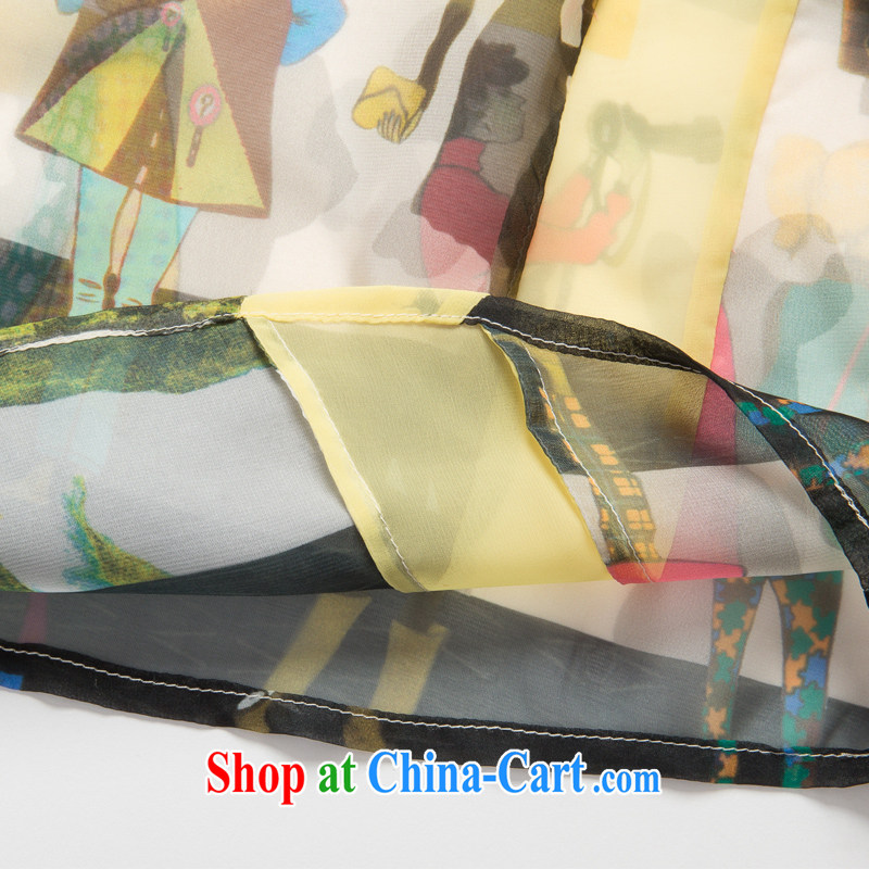 Eternal show Summer 2015 mm thick new, greater Europe, female elegant figures stamp snow woven shirts dresses yellow 3XL, eternal, and the show, and online shopping