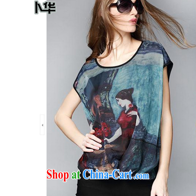Hua 2015 summer new thick mmT shirt short-sleeved loose ultra graphics thin ice woven shirts picture color XL