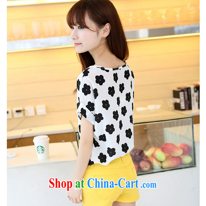 Korea and indeed increase short-sleeve thick mm summer 2014 graphics thin T-shirt thick sister quality stitching snow woven shirts female white on black 3 XL recommendations 160 - 180 jack, JEAYORSKEA, shopping on the Internet
