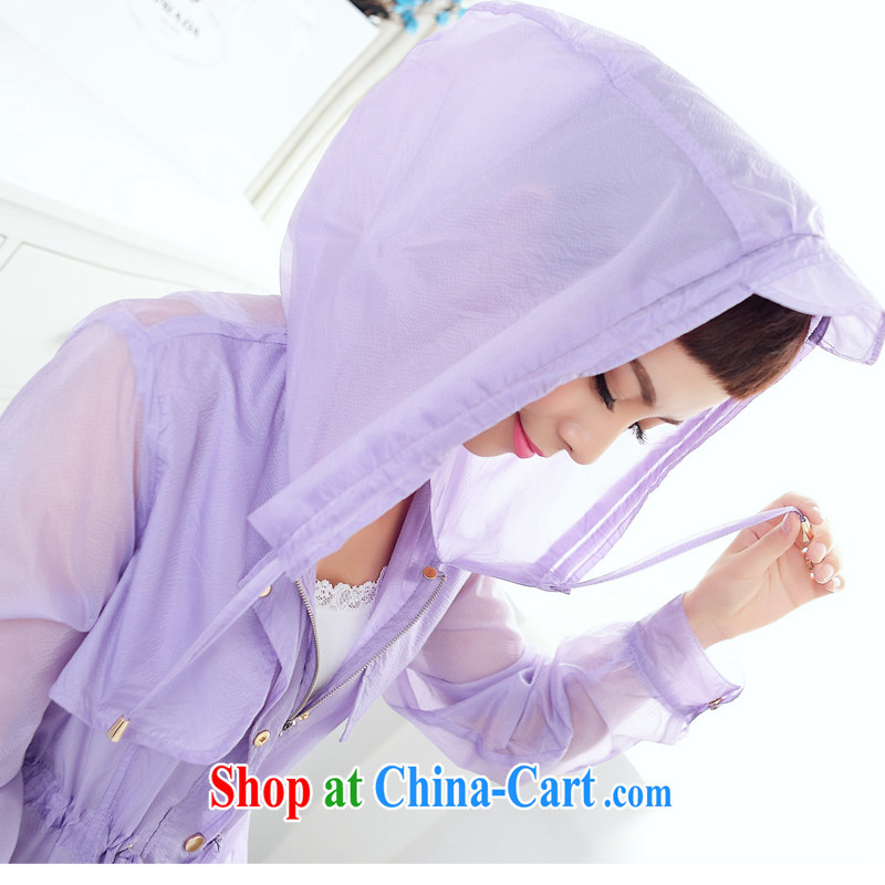 Toner mud snails 2015 anti-嗮 Yi, sunscreen and clothing sunscreen clothing female Korean long-sleeved, long, UV light and breathable waist purple XL, mud snails, shopping on the Internet
