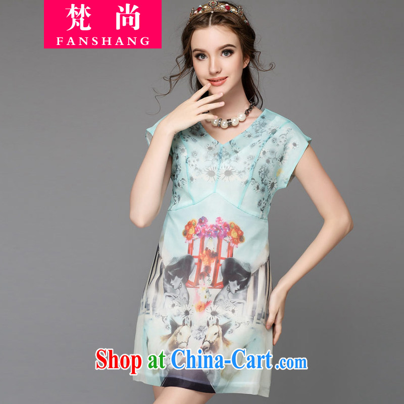 O'Neill could bring about 2015 summer, loose video thin large code female expertise in mm long V collar short-sleeved dresses 200 Jack blue XXL