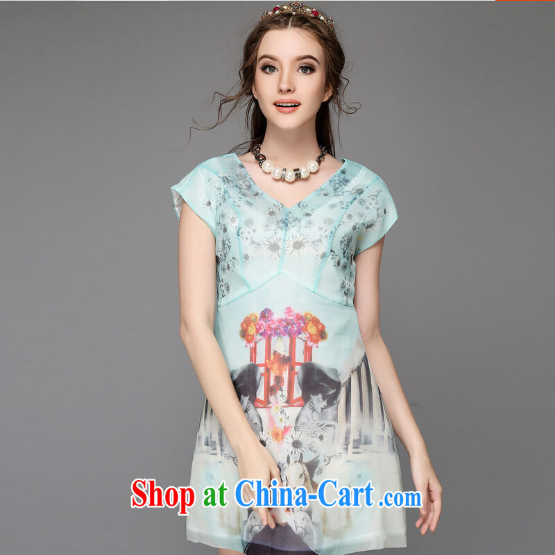O'Neill could bring about 2015 summer, loose video thin large Code women mm thick, long V, short-sleeved dresses 200 Jack blue XXL, facilitating access (AOFULI), shopping on the Internet