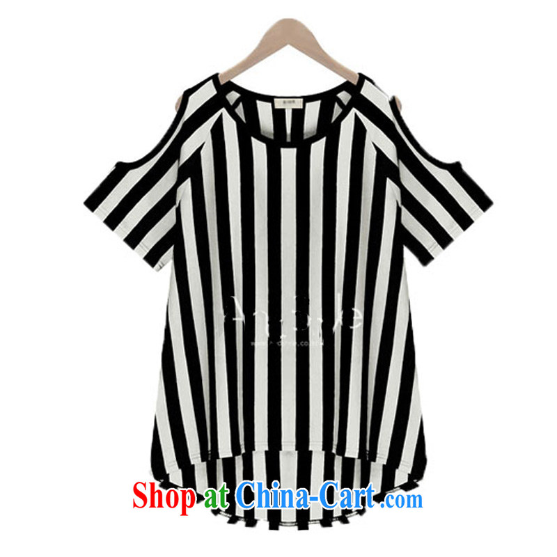 Rate the 2015 summer XL female vertical streaks on cultivating MM loose T-shirt T-shirt women 5132 black streaks XXXXXL, grid (SIGLENA), shopping on the Internet