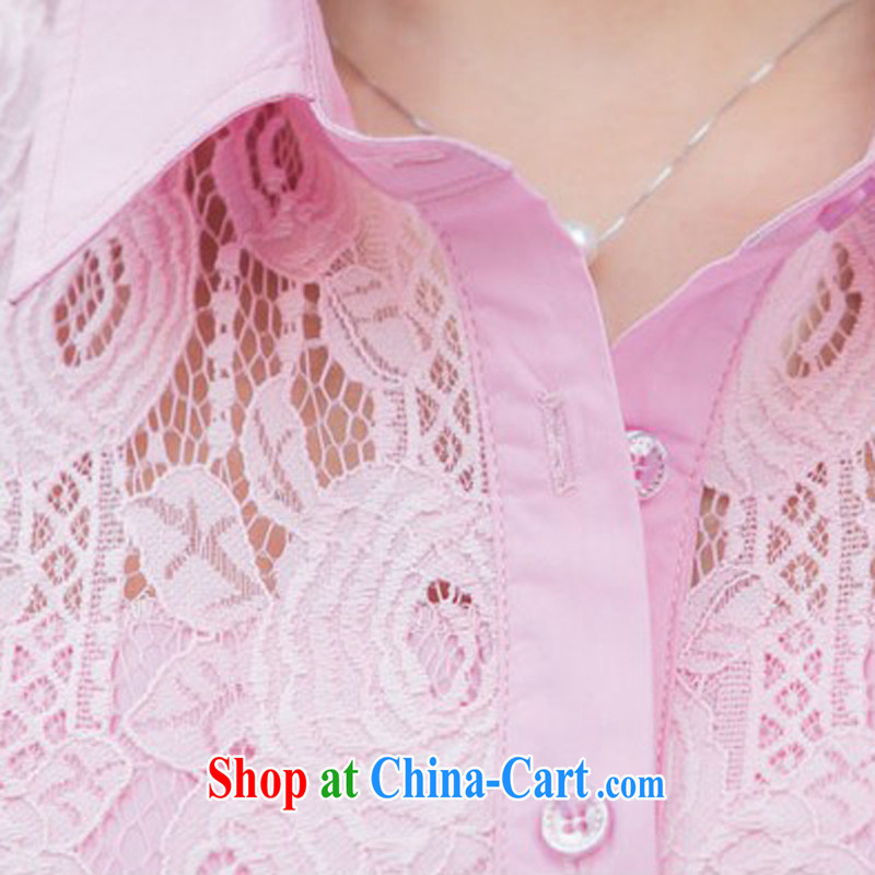 The Ju-Yee Nga 2015 new, larger ladies summer shirt thick, graphics thin lace stitching shirt YY 5587 pink XXXL, Yu Yee Nga, shopping on the Internet
