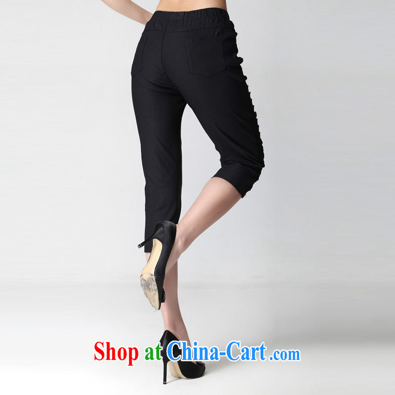 Hi Princess slave Korean, generation, cotton aggressive Elastic waist embroidery lace castor pants 7 pants larger female W 51,279 black large number 3 XL, hi Maria slavery, and shopping on the Internet