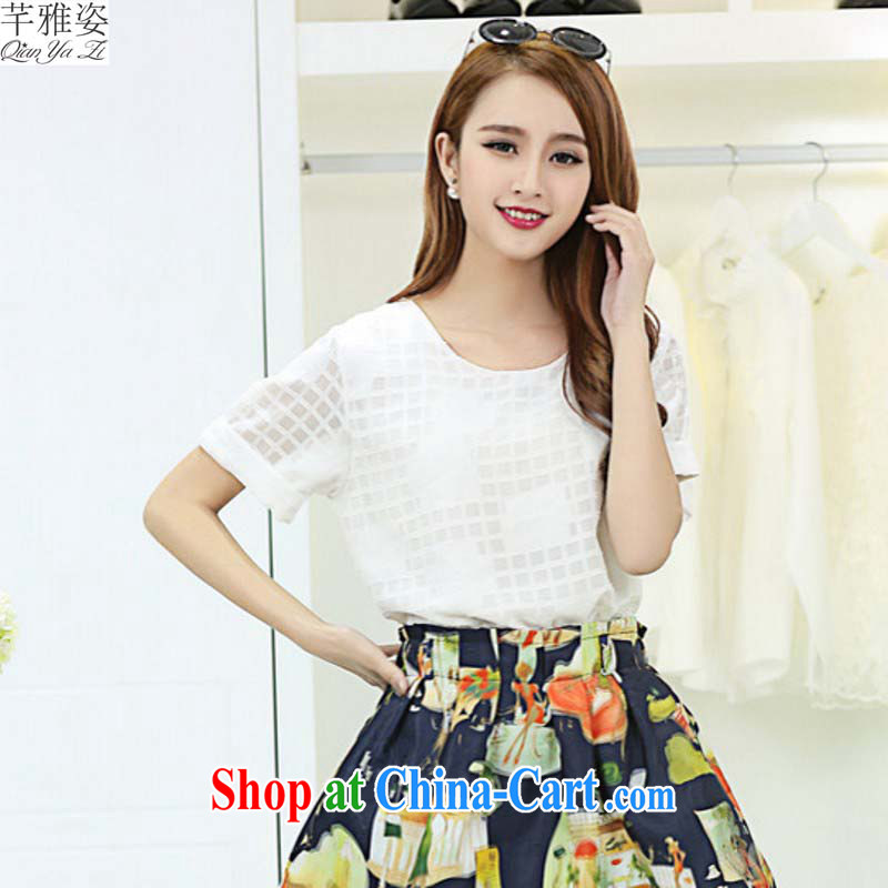 The payment is the XL package short skirts pants 2015 new plaid T shirt short, T-shirt printing high-waist skirt body short pants mm thick coat white T-shirt 5 XL approximately 185 - 200 jack, constitution, Jacob (QIANYAZI), online shopping