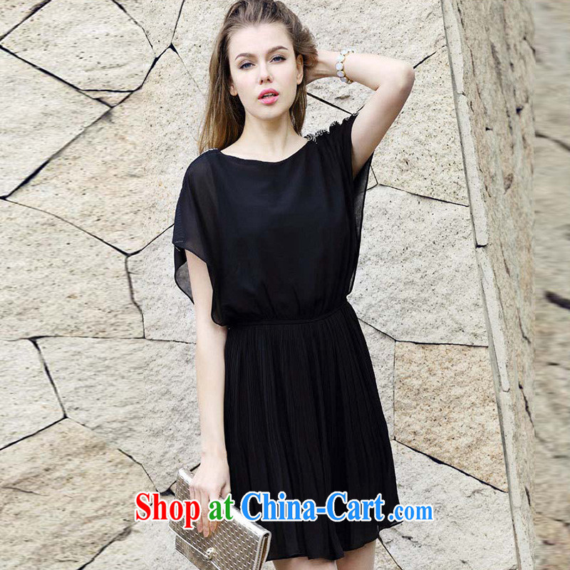 ge lai Elizabeth's 2015 new, larger female summer is the increased emphasis on mm staples Pearl graphics thin 100 hem short-sleeved snow woven dresses LYC 038 black 4XL, Pavilion at Windsor, shopping on the Internet