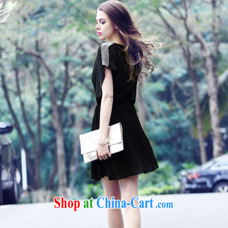 ge lai Elizabeth's 2015 new, larger female summer is the increased emphasis on mm staples Pearl graphics thin 100 hem short-sleeved snow woven dresses LYC 038 black 4XL, Pavilion at Windsor, shopping on the Internet
