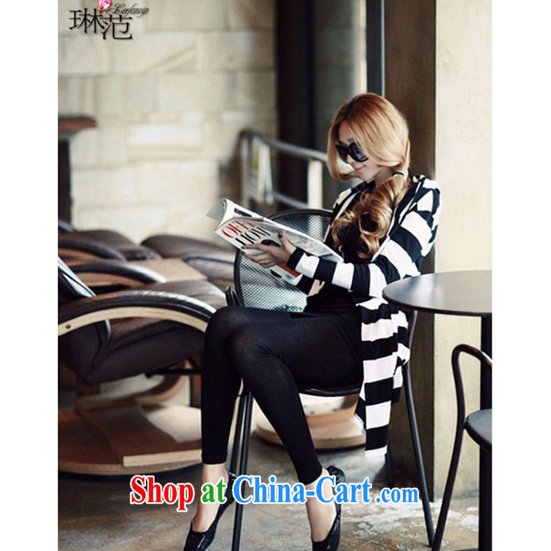 Lin, summer 2015 stylish and relaxed 100 ground stripe hoodie on T-shirt, long, black 8821 S, Lin Fan (Leefanvip), shopping on the Internet