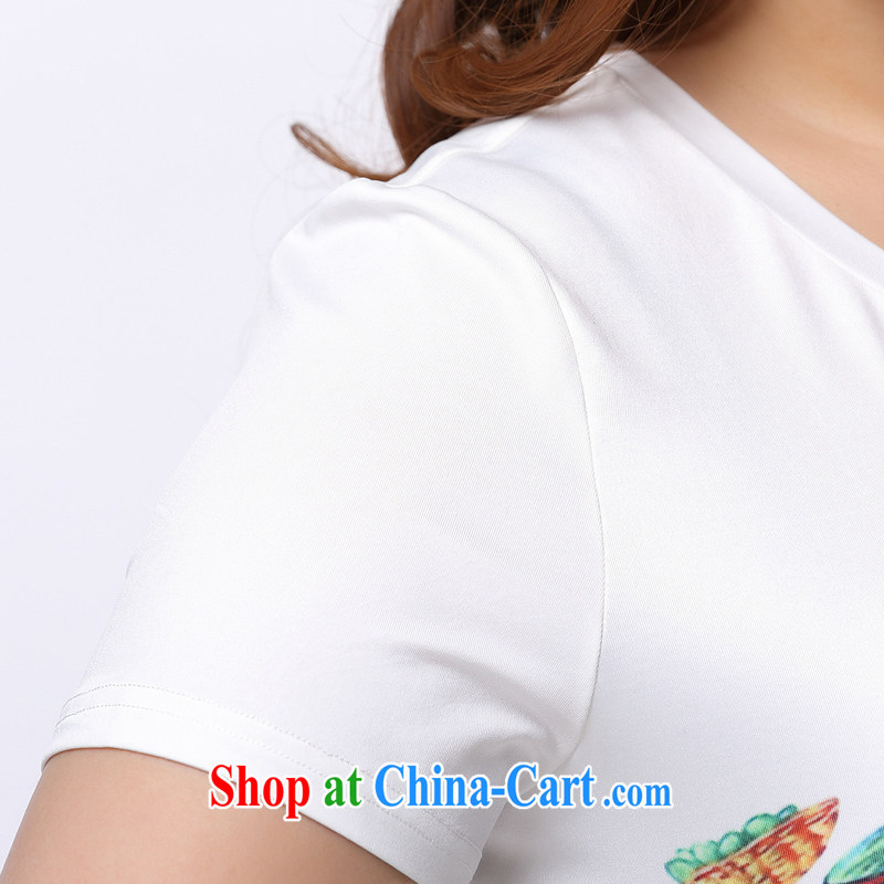 The mine is Mark 200 jack on the MM, female short-sleeved shirt T Korea and indeed increase solid T-shirt T-shirt summer new 1152 white XXXL (recommended chest of 126 cm), the Erez. mark (OLAZY . MARK), online shopping