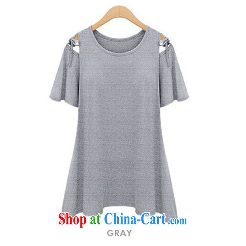 According to Chi-sun 2015 King, female 200 Jack The obesity MM Summer in Europe and a short-sleeved shirt solid fat sister increase T shirt light gray XXXXL, according to Chi-sun, shopping on the Internet