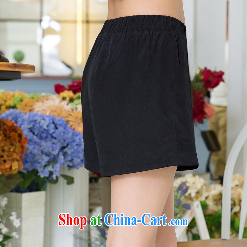 Huan Zhu Ge Ge Ge 2015 larger female summer new Korean female shorts mm thick solid color and is indeed more relaxed short pants X 5298 black 3 XL, giggling auspicious, shopping on the Internet