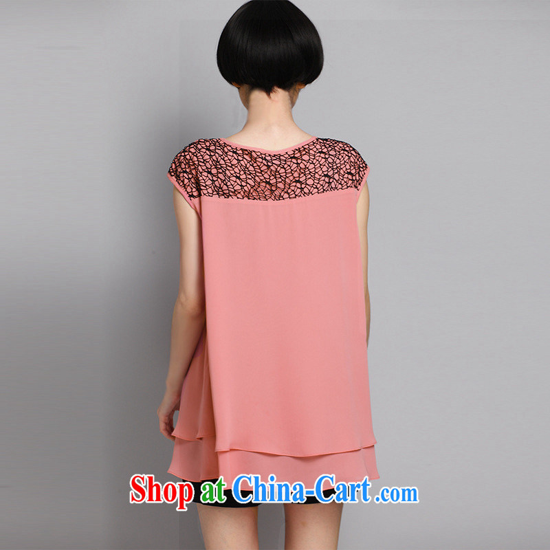 Morning would be 2015 summer new Korean version is indeed the XL women mm thick stylish relaxed sweet round-collar sleeveless leave two snow woven shirts, T pension rose toner 3XL (recommendations 150 - 165 catties, morning, and shopping on the Internet