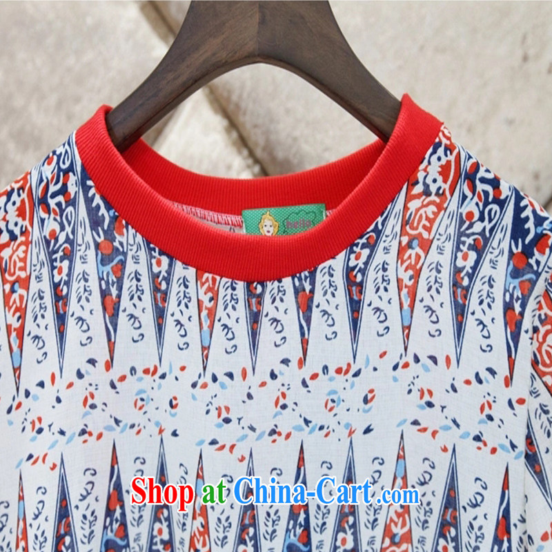 Tang year summer new Korean female stamp snow woven two-piece large, loose, 9 pants red 1786 XL 5 180 - 195 jack, Tang, and shopping on the Internet