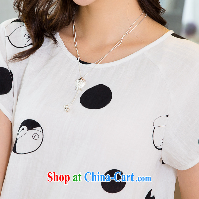 Huan Zhu Ge Ge Ge 2015 and indeed XL female summer Korean version of the new paragraph mm thick loose video thin dot stamp duty short-sleeved T shirt T-shirt woman X 5260 white 3XL, giggling auspicious, shopping on the Internet