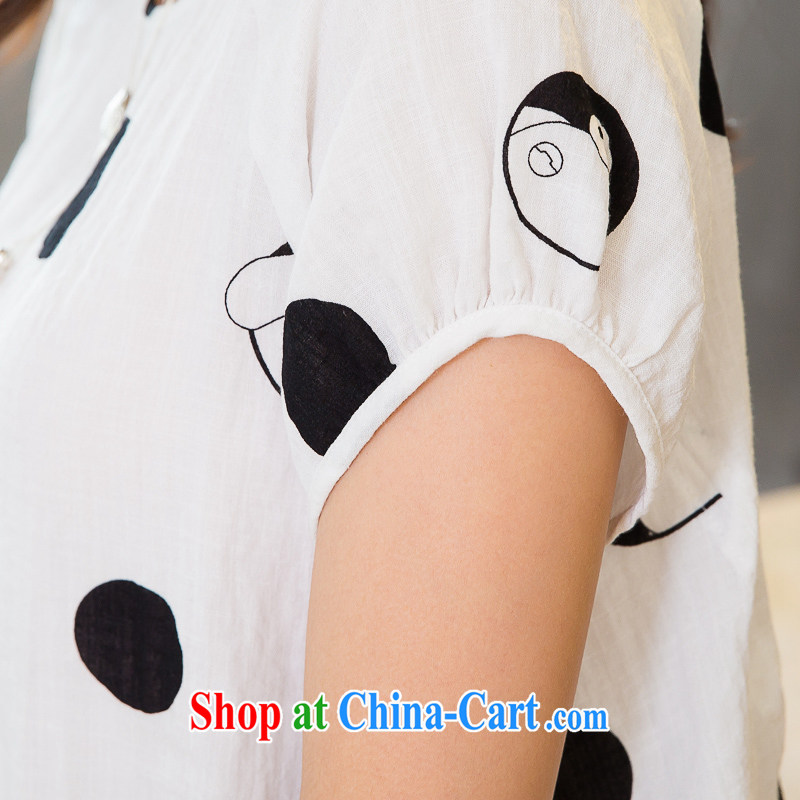 Huan Zhu Ge Ge Ge 2015 and indeed XL female summer Korean version of the new paragraph mm thick loose video thin dot stamp duty short-sleeved T shirt T-shirt woman X 5260 white 3XL, giggling auspicious, shopping on the Internet