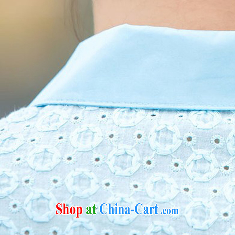 The Ju-Yee Nga 2015 summer new, thick sister graphics thin stitching Korean short-sleeved larger female shirt YY 5568 blue XXXL, Yu Yee Nga, shopping on the Internet