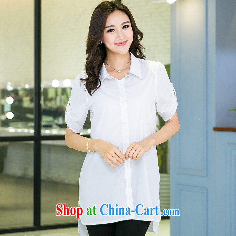 Good luck cracking the Code women mm thick graphics thin summer 2015 new Korean fashion 100 ground and indeed increase very casual Ladies Blouses X 5259 white 3XL, Huan Zhu Ge Ge Ge, shopping on the Internet