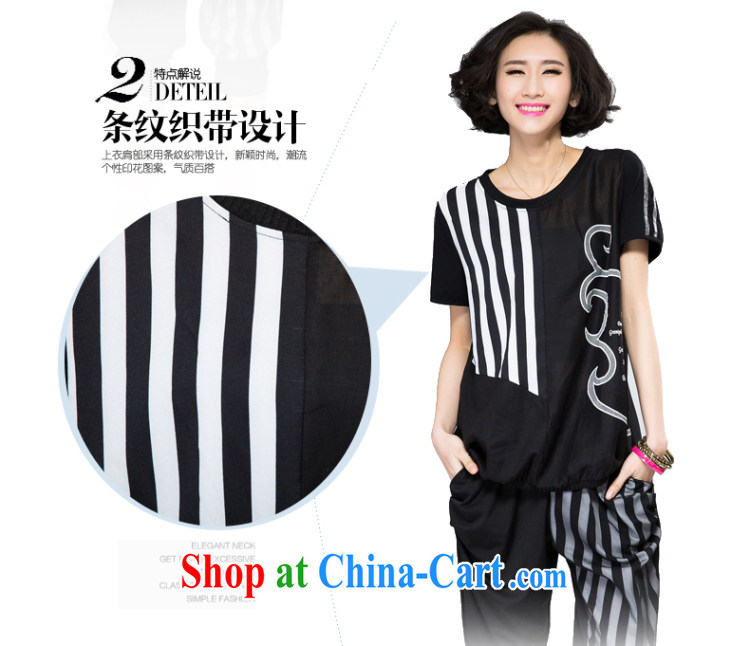 Eternal show 2015 summer mm thick new, larger female stripes personalized lace stamp graphics thin short-sleeve sport and leisure package black 4XL pictures, price, brand platters! Elections are good character, the national distribution, so why buy now enjoy more preferential! Health