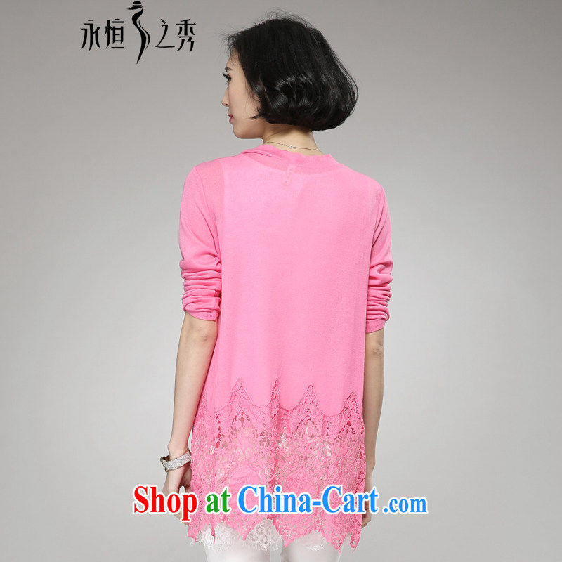 Eternal show 2015 summer new thick mm air-conditioning T-shirt large, female commercial heart lace stitching spring and summer 100 on the T-shirt small coat of pink 3 XL, eternal, and the show, and shopping on the Internet