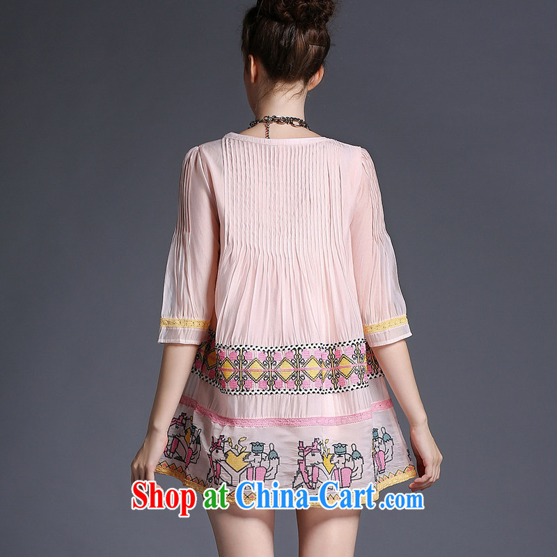 The European site thick mm larger women summer 2015 new, long, loose video thin dresses 200 Jack pink 3XL (72 - 82 ) KG, colorful, and shopping on the Internet
