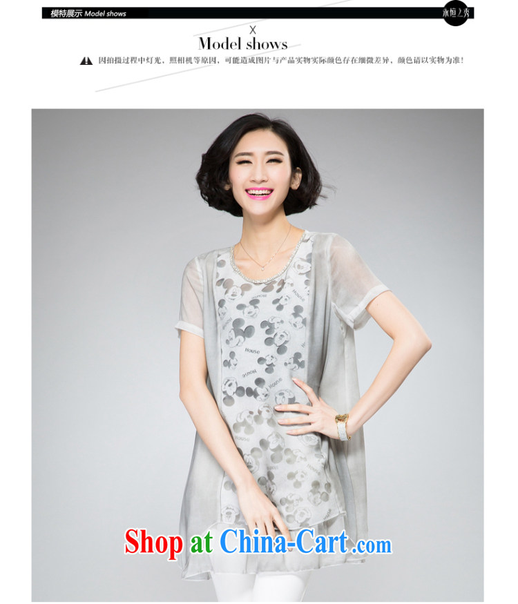 Eternal show the code women summer Korean snow woven shirts thick mm and fat XL thick stylish cartoon m the root yarn stitching thick sister graphics thin short-sleeved T-shirt light gray 3 XL pictures, price, brand platters! Elections are good character, the national distribution, so why buy now enjoy more preferential! Health